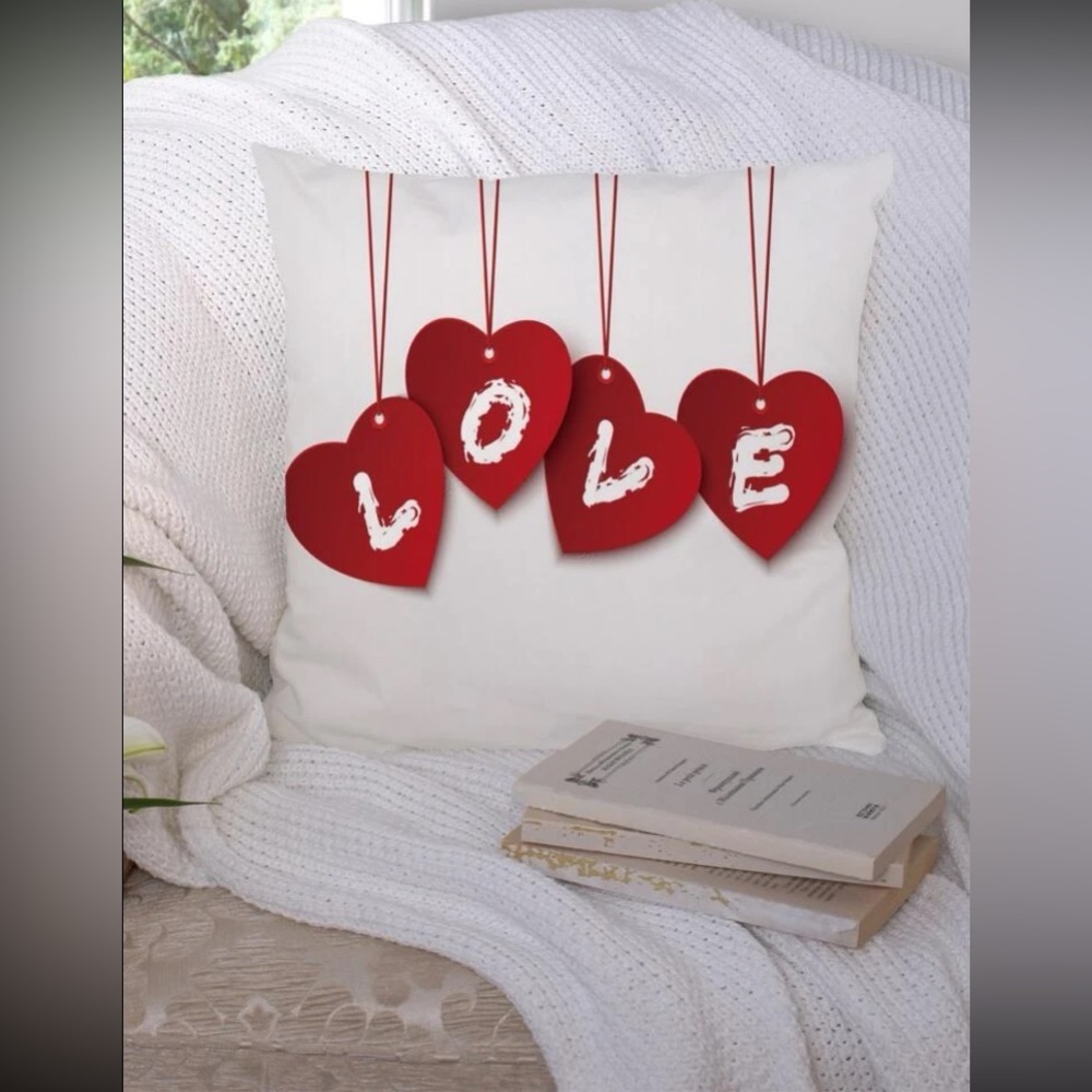 Heart & Letter Graphic Cushion Cover Without Filler new